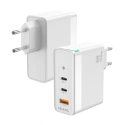 AISENS ASCH-100W3P008-W chargeur d'appareils mobiles Universel Blanc Secteur Charge rapide Intérieure