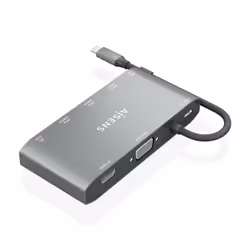 AISENS ASUC-8P010-GR station d'accueil Avec fil USB 3.2 Gen 1 (3.1 Gen 1) Type-C Gris