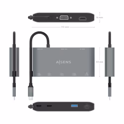 AISENS ASUC-8P010-GR station d'accueil Avec fil USB 3.2 Gen 1 (3.1 Gen 1) Type-C Gris - Vue supplémentaire 4