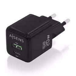 AISENS ASCH-20W2P011-BK chargeur d'appareils mobiles Universel Noir Secteur Charge rapide Intérieure