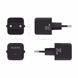 AISENS ASCH-25W1P013-BK chargeur d'appareils mobiles Universel Noir Secteur Charge rapide Intérieure - Vue supplémentaire 4