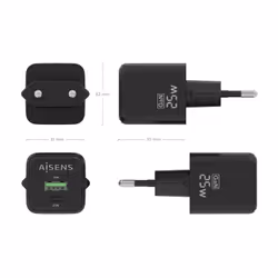 AISENS ASCH-25W2P015-BK chargeur d'appareils mobiles Universel Noir Secteur Charge rapide Intérieure - Vue supplémentaire 4
