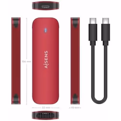 AISENS ASM2-027RED, Enceinte ssd, M.2, M.2, 10 Gbit/s, Connectivité USB, Rouge