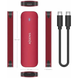 AISENS ASM2-027RED Boîtier de disques de stockage Enceinte ssd Rouge M.2