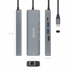 AISENS ASUC-5P011-GR station d'accueil Avec fil USB 3.2 Gen 1 (3.1 Gen 1) Type-C Gris - Vue supplémentaire 4