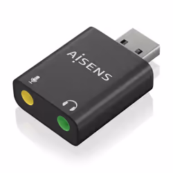 AISENS A106-0768, USB-A, 2x 3.5 mm, Noir
