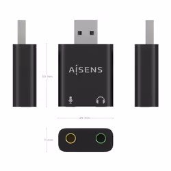 AISENS A106-0768 changeur de genre de câble USB-A 2x 3.5 mm Noir