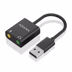 AISENS A106-0769, USB-A, 2x 3.5 mm, 0,1 m, Noir