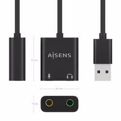 AISENS A106-0769 changeur de genre de câble USB-A 2x 3.5 mm Noir