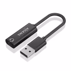 AISENS A106-0770, USB-A, 3,5 mm, 0,1 m, Noir