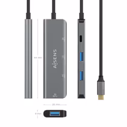 AISENS A109-0762 hub & concentrateur USB 3.2 Gen 1 (3.1 Gen 1) Type-C 5000 Mbit/s Gris - Vue supplémentaire 4