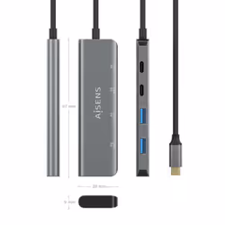 AISENS A109-0763 hub & concentrateur USB 3.2 Gen 1 (3.1 Gen 1) Type-C 5000 Mbit/s Gris - Vue supplémentaire 4