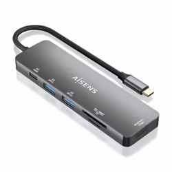 AISENS ASUC-6P016-GR, Avec fil, USB 3.2 Gen 1 (3.1 Gen 1) Type-C, 100 W, Gris, MMC, MicroSD (TransFlash), MicroSDHC, MicroSDX ...