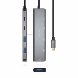 AISENS A109-0857 hub & concentrateur USB 3.2 Gen 1 (3.1 Gen 1) Type-C 5 Mbit/s Gris - Vue supplémentaire 4