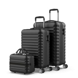 Numada - Jeu de valises noir Upfly 3pcs ABS Cabin Suitcase 53cm Medium 63cm and Toilet Bag