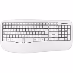 Clavier ergonomique sans fil - PHOENIX TECHNOLOGIES - K201 - QWERTY - 14 touches multimédia - Blanc