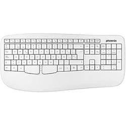 Clavier ergonomique sans fil - PHOENIX TECHNOLOGIES - K201 - QWERTY - 14 touches multimédia - Blanc
