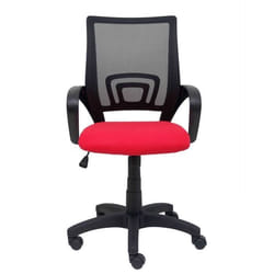 Chaise de bureau ergonomique - PIQUERAS Y CRESPO - Vianos - Rouge - Maille noire - Tissu bali