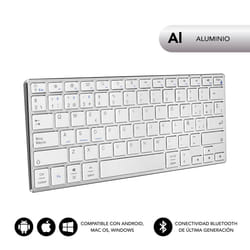 SUBBLIM SUB-KB-3ADC200 clavier Bluetooth QWERTY Espagnole Argent, Blanc