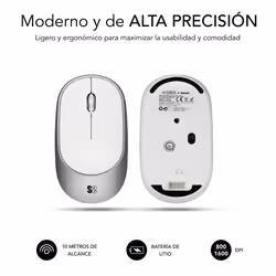 SUBBLIM RATON OPTICO WIRELESS BLUETOOTH SMART GREY souris Ambidextre Optique 1600 DPI