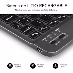 SUBBLIM TECLADO SMART BLUETOOTH GREY Noir, Gris QWERTY Espagnole - Vue supplémentaire 4