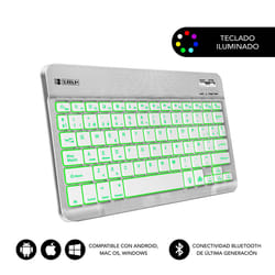 SUBBLIM TECLADO SMART BACKLIT BLUETOOTH SILVER Argent, Blanc QWERTY Espagnole