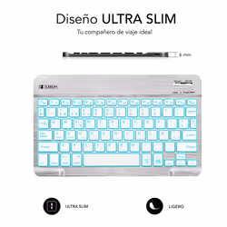 SUBBLIM TECLADO SMART BACKLIT BLUETOOTH SILVER Argent, Blanc QWERTY Espagnole