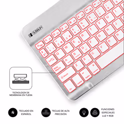 SUBBLIM TECLADO SMART BACKLIT BLUETOOTH SILVER Argent, Blanc QWERTY Espagnole - Vue supplémentaire 4