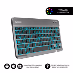 SUBBLIM TECLADO SMART BACKLIT BLUETOOTH GREY