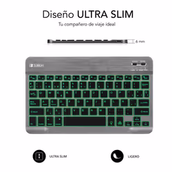 SUBBLIM TECLADO SMART BACKLIT BLUETOOTH GREY Noir, Gris QWERTY Espagnole
