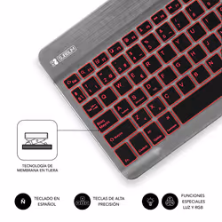 SUBBLIM TECLADO SMART BACKLIT BLUETOOTH GREY Noir, Gris QWERTY Espagnole - Vue supplémentaire 4