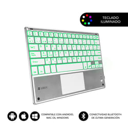 SUBBLIM TECLADO SMART BACKLIT TOUCHPAD BLUETOOTH SILVER Argent, Blanc QWERTY Espagnole