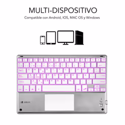 SUBBLIM TECLADO SMART BACKLIT TOUCHPAD BLUETOOTH SILVER Argent, Blanc QWERTY Espagnole