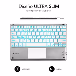 SUBBLIM TECLADO SMART BACKLIT TOUCHPAD BLUETOOTH SILVER Argent, Blanc QWERTY Espagnole
