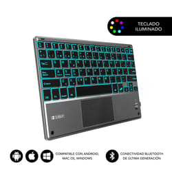 SUBBLIM TECLADO SMART BACKLIT TOUCHPAD BLUETOOTH GREY Noir, Gris QWERTY Espagnole