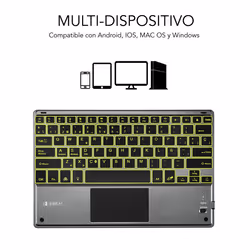 SUBBLIM TECLADO SMART BACKLIT TOUCHPAD BLUETOOTH GREY Noir, Gris QWERTY Espagnole