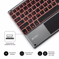 SUBBLIM TECLADO SMART BACKLIT TOUCHPAD BLUETOOTH GREY Noir, Gris QWERTY Espagnole - Vue supplémentaire 4