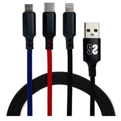 SUBBLIM SUB-CAB-3IN101 câble USB 1 m USB 3.2 Gen 1 (3.1 Gen 1) USB A USB C/Micro-USB B/Lightning Noir, Bleu, Rouge
