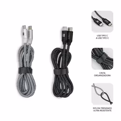 SUBBLIM PACK 2 CABLES USB TIPO USB-C A USB-C 1 M BLACK/SILVER câble USB
