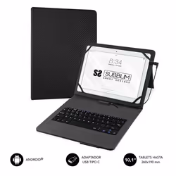 SUBBLIM SUB-KT1-USB001, QWERTY, Espagnole, 5 million de caractères, Toutes marques, Compatible con todas las Tablet Android c ...