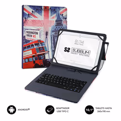 SUBBLIM SUB-KT1-USB050, QWERTY, Espagnole, Toutes marques, Compatible con todas las Tablet Android con conector micro USB o U ...