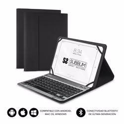 SUBBLIM SUB-KT2-BT0001, QWERTY, Espagnole, 5 million de caractères, Toutes marques, Noir, 25,6 cm (10.1")