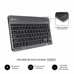 SUBBLIM SUB-KT2-BT0001 clavier pour tablette Noir Bluetooth QWERTY Espagnole - Vue supplémentaire 5