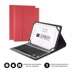 SUBBLIM SUB-KT2-BT0003, QWERTY, Espagnole, 5 million de caractères, Toutes marques, Rouge, 25,6 cm (10.1")