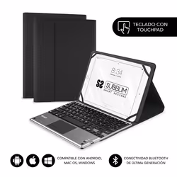SUBBLIM SUB-KT2-BTP001, QWERTY, Espagnole, Pavé tactile, 5 million de caractères, Toutes marques, Noir, Gris