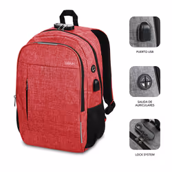 SUBBLIM SUB-BP-1UL0002 sac à dos Rouge Oxford