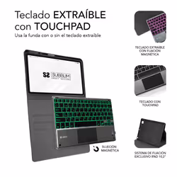 SUBBLIM FUNDA + TECLADO TABLET IPAD PRO BLUETOOTH 11'' TOUCHPAD BLACK Noir, Gris Bluetooth/Micro-USB QWERTY Espagnole