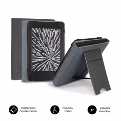 SUBBLIM FUNDA EBOOK CLEVER STAND 6'' GREY, Housse, Gris, 15,2 cm (6"), Polyuréthane, Compatible con todos los lectores de lib ...