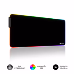 SUBBLIM SUBMP-02RGB01, Noir, Monochromatique, Tissu, Caoutchouc, Alimenté par port USB, Multicolore, Tapis de souris de jeu