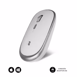 SUBBLIM SUBMO-RFM0001, Ambidextre, Optique, RF sans fil, 1600 DPI, Argent, Blanc